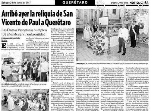 Noticia Reliquias de San Vicente Paul